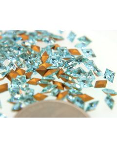 Swarovski 4710 Diamond Rhinestones 6x4mm Light Aqua Pointed Back Gold Foiled - 4 Pcs
