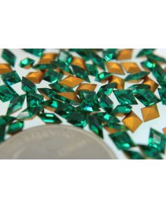Swarovski 4710 Diamond Rhinestones 6x4mm Emeraude Pointed Back Gold Foiled - 4 Pcs