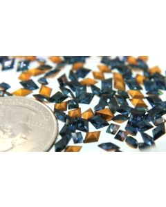Swarovski 4710 Diamond Rhinestones 6x4mm Montana Pointed Back Gold Foiled - 4 Pcs