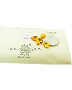 Swarovski 4320 Pear Rhinestones 13x8.5mm Topaz Pointed Back Gold Foiled - 1 Pcs